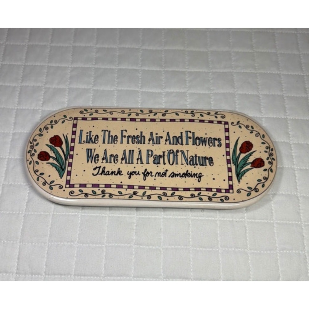 Papel Freelance No Smoking Ceramic Plaque Floral Nature Quote Wall Desk Decor